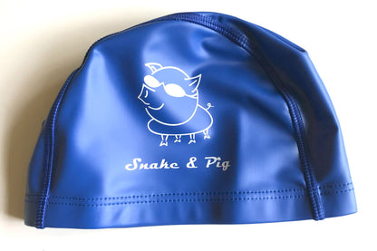 Royal blue lycra swim cap from Snake and Pig Sports